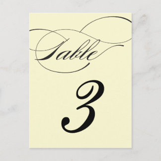 Elegante Script-Tischnummer Postcard - Schwarz Postkarte