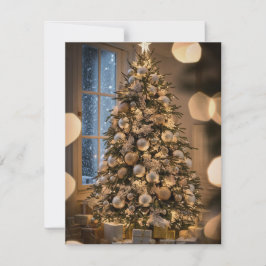 Elegante Script Tree Weihnachtskarten außerhalb de Feiertagskarte