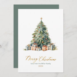 Elegante Script Tree Weihnachtskarten außerhalb de Feiertagskarte