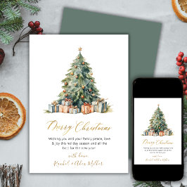 Elegante Script Tree Weihnachtskarten außerhalb de Feiertagskarte