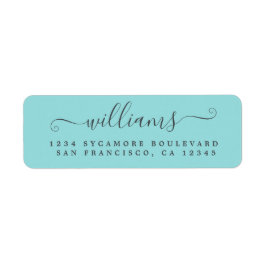 Elegante Script Turquoise Family Rücksendeadresse