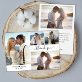 Elegante Script Typografie 4 Foto Collage Wedding Dankeskarte