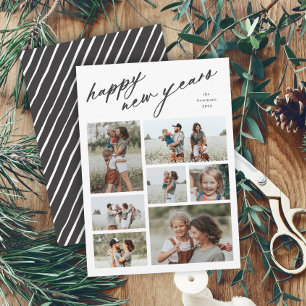 Elegante Script Typografie 7 Foto Neue Jahre Feiertagskarte