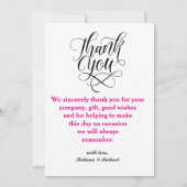 Elegante Script Typografie danke Ihnen Hochzeit Fo (Rückseite)