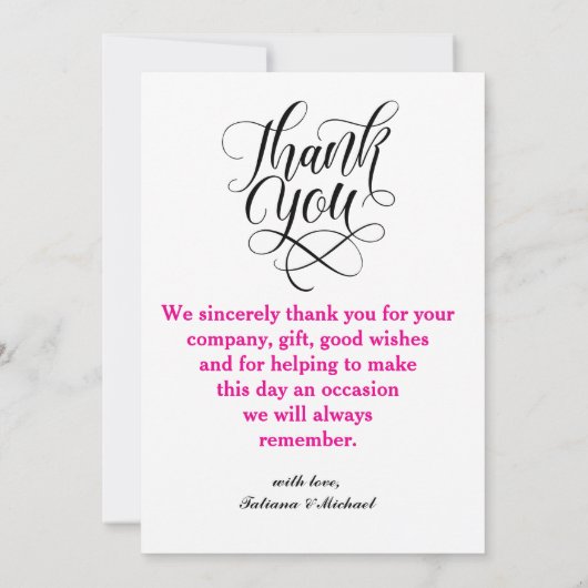 Elegante Script Typografie danke Ihnen Hochzeit Fo (Rückseite)