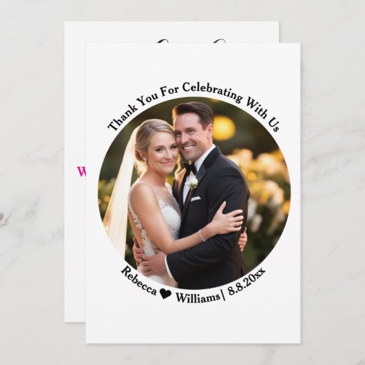 Elegante Script Typografie danke Ihnen Hochzeit Fo (Vorne/Hinten)