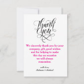 Elegante Script Typografie danke Ihnen Hochzeit Fo (Rückseite)