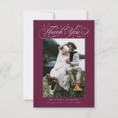 Elegante Script Typografie Dots Wedding Cranberry Dankeskarte (Vorderseite)