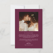 Elegante Script Typografie Dots Wedding Cranberry Dankeskarte (Rückseite)