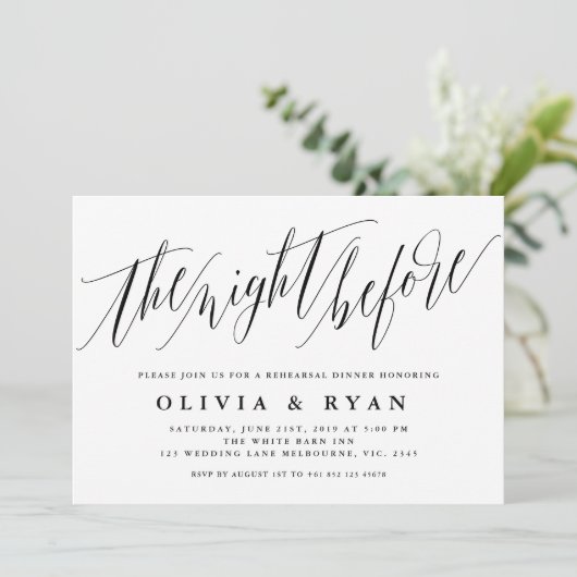 Elegante Script Typografie Einladung (Stehend Vorderseite)