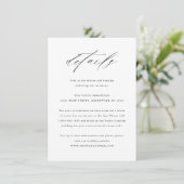 Elegante Script-Typografie-Hochzeitdetails Begleitkarte (Stehend Vorderseite)
