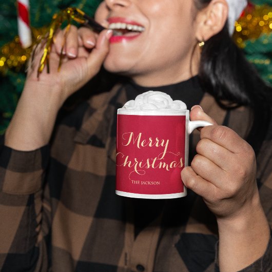 Elegante Script Typografie Merry Christmas Red Kaffeetasse
