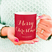 Elegante Script Typografie Merry Christmas Red Kaffeetasse