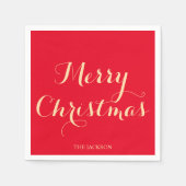 Elegante Script Typografie Merry Christmas Red Serviette (Vorderseite)