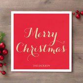 Elegante Script Typografie Merry Christmas Red Serviette
