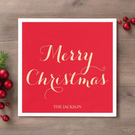 Elegante Script Typografie Merry Christmas Red Serviette