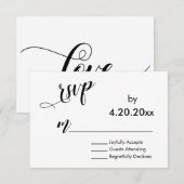 Elegante Script Typografie, Minimal Wedding RSVP Karte (Vorne/Hinten)