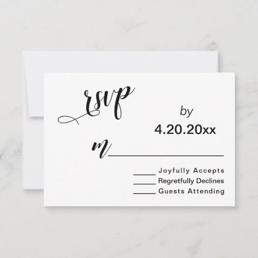 Elegante Script Typografie, Minimal Wedding RSVP Karte (Vorderseite)
