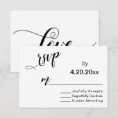 Elegante Script Typografie, Minimal Wedding RSVP Karte (Vorne/Hinten)