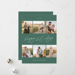 Elegante Script Typografie Moderne 6 FotoCollage Feiertagskarte