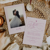Elegante Script Typografie Pink Wedding Dankeskarte