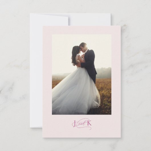 Elegante Script Typografie Pink Wedding Dankeskarte (Rückseite)