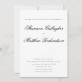 Elegante Script Typografie Schwarz-weiß Hochzeit Einladung (Vorderseite)