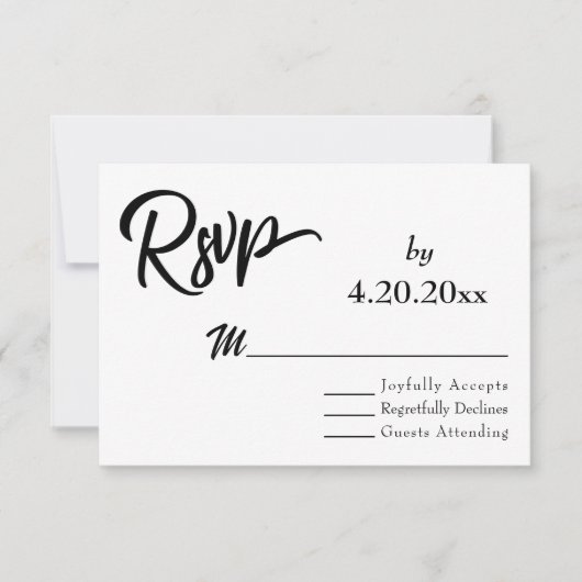Elegante Script Typografie, Simple Wedding RSVP Karte (Vorderseite)