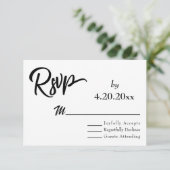 Elegante Script Typografie, Simple Wedding RSVP Karte (Stehend Vorderseite)