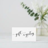 Elegante Script Typografie, Wedding Gift Registry Begleitkarte (Stehend Vorderseite)