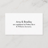 Elegante Script Typografie, Wedding Gift Registry Begleitkarte (Rückseite)