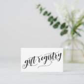Elegante Script Typografie, Wedding Gift Registry Begleitkarte (Stehend Vorderseite)