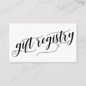 Elegante Script Typografie, Wedding Gift Registry Begleitkarte (Vorderseite)