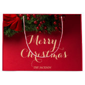 Elegante Script Typografie Weihnachtsfeiertag Große Geschenktüte (Vorderseite)