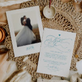 Elegante Script Typografy Blue Wedding Dankeskarte