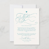 Elegante Script Typografy Blue Wedding Dankeskarte (Vorderseite)
