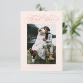 Elegante Script Typografy Dots Wedding Peach Dankeskarte (Stehend Vorderseite)