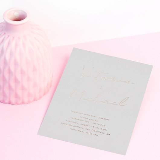 Elegante Script Typografy Foil Wedding Folieneinladung