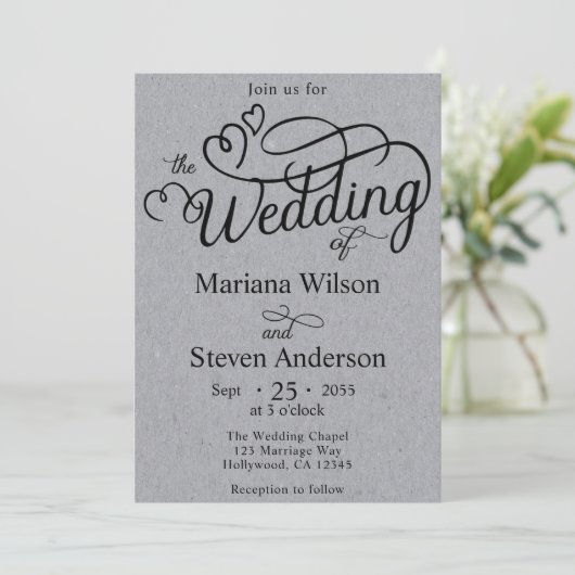 Elegante Script Typografy Simple Einladung (Stehend Vorderseite)