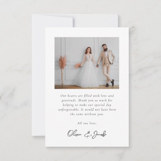 Elegante Script Typografy Wedding Dankeskarte (Rückseite)