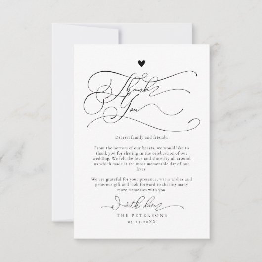 Elegante Script Typografy Wedding Dankeskarte (Vorderseite)