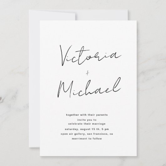 Elegante Script Typografy Wedding Einladung (Vorderseite)