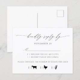 Elegante Script Typografy Wedding RSVP Einladungspostkarte