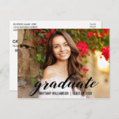 Elegante Script-Uni-Abschluß-Party Einladung (Vorne/Hinten)