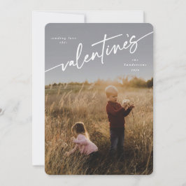 Elegante Script Valentine's Day Flat Foto Card Feiertagskarte