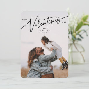 Elegante Script Valentine's Day Flat Foto Card Feiertagskarte