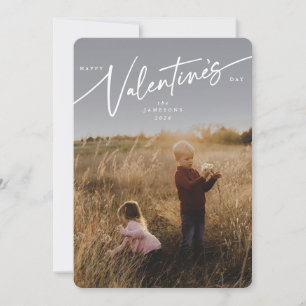 Elegante Script Valentine's Day Flat Foto Card Feiertagskarte