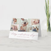Elegante Script Valentine's Day Foto Collage Karte (Vorderseite)
