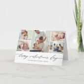 Elegante Script Valentine's Day Foto Collage Karte (Vorderseite)