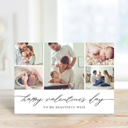 Elegante Script Valentine's Day Foto Collage Karte